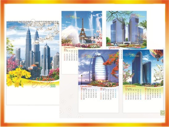 Lịch 5 tờ nẹp thiếc 2016 | Làm hộp đựng bút giá rẻ tại Hà Nội  | In Vien dong