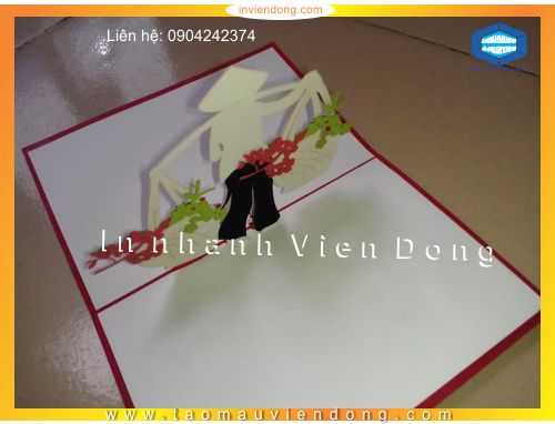Công ty in thiệp 3D mừng ngày 8-3 | Hộp đựng nhẫn trái tim bằng nhung | In Vien dong