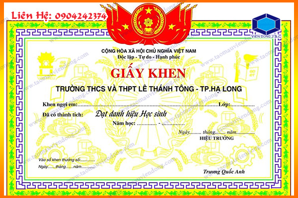 In giấy khen lấy nhanh | In Viễn Đông tại Bắc Ninh  | In Vien dong