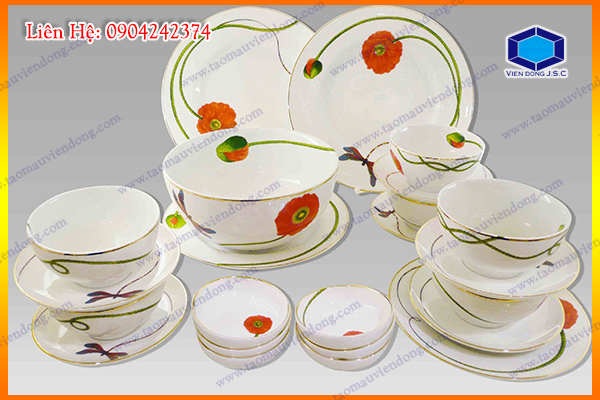 In logo lên bộ đĩa tròn gốm sứ Minh Long | Làm hộp đựng lịch nhanh tại Hà Nội  | In Vien dong