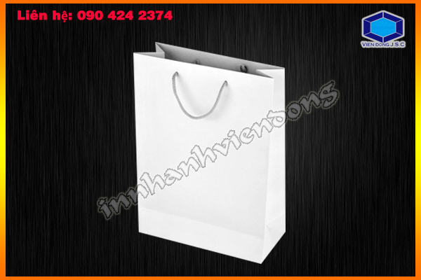 Túi giấy trắng trơn, túi kraft trắng, có sẵn, có thể in trực tiếp lên bề mặt túi | In tem trong, decal trong dán sản phẩm giá rẻ | In Vien dong