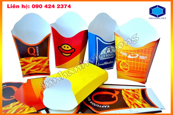 Địa chỉ cung cấp vỏ hộp đựng khoai tây chiên | Làm hộp giấy số lượng ít giá rẻ, lấy ngay  | In Vien dong