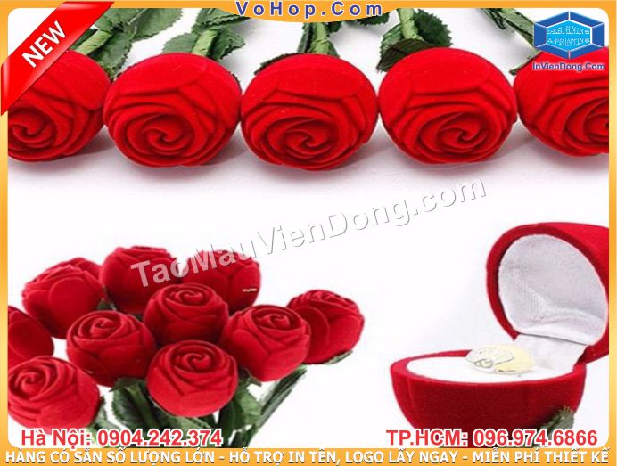 Cành hồng đựng nhẫn cầu hôn có sẵn  | Địa chỉ bán hộp quà tặng 8-3, thiệp 8-3 giá rẻ tại Bắc Từ Liêm | In Vien dong