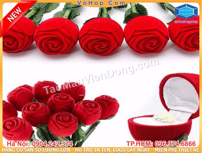 Cành hồng đựng nhẫn cầu hôn có sẵn  | In Vien dong